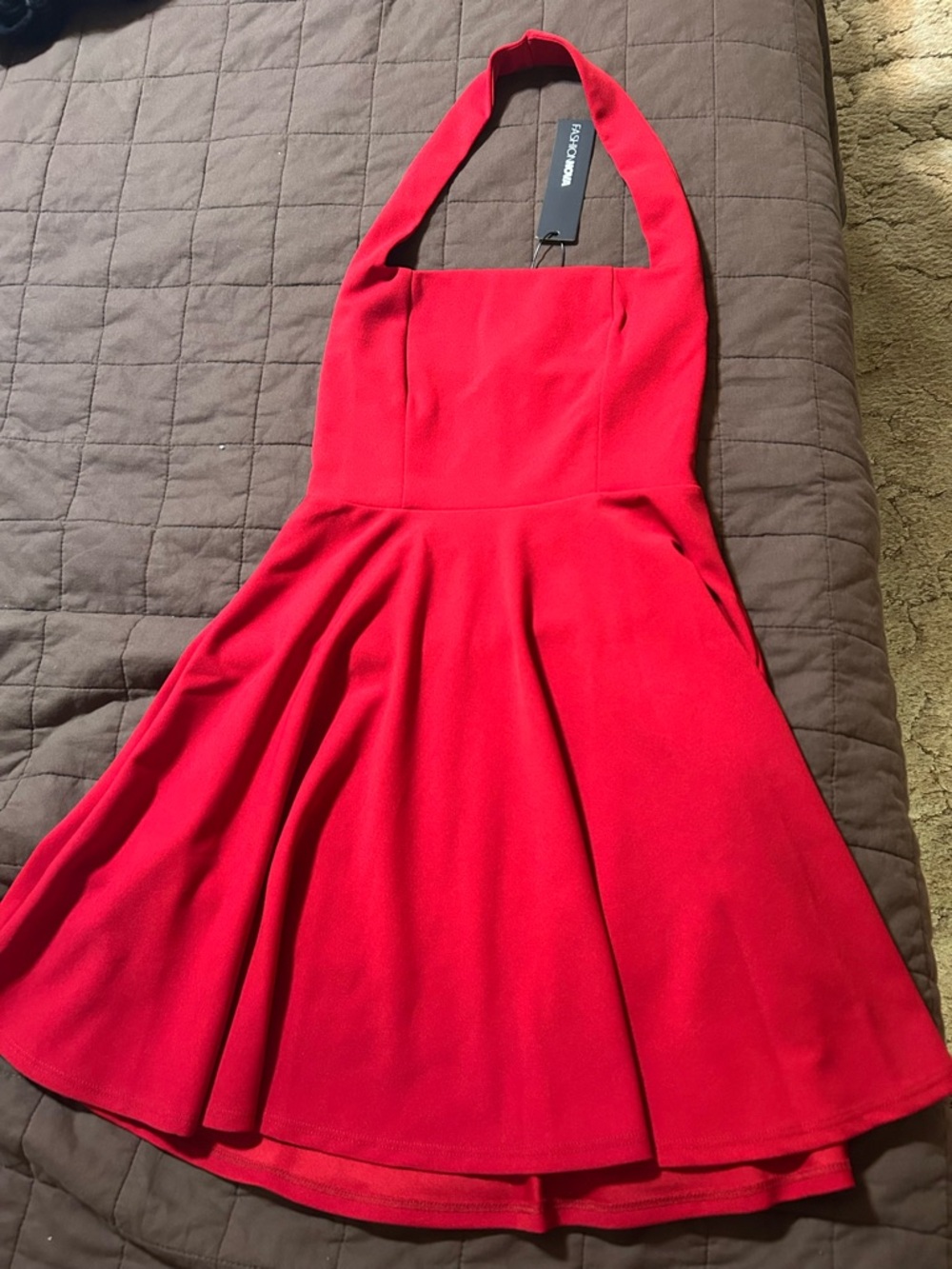 Fashion Nova Red Halter Mini Dress